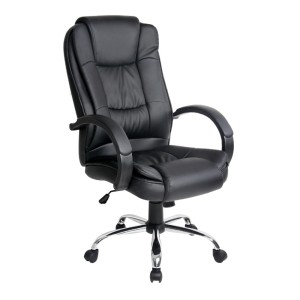 Artiss Executive Office Chair - Premium Black PU Leather, High-Back, Padded Comfort, Chrome Base, 360° Swivel