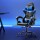 Artiss Gaming Office Chair Recliner with Footrest, Blue PVC Leather, 65x65x116-126cm - Ergonomic High-Back Comfort