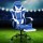 Artiss Blue & White Executive Gaming Chair – High-Back, PVC Leather, Adjustable Footrest, 360° Swivel, 120kg Capacity