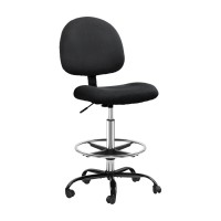 Artiss Black Drafting Stool Office Chair - Breathable Fabric, Adjustable Height & Footrest, 360° Swivel, Dual Castors