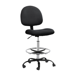 Artiss Black Drafting Stool Office Chair - Breathable Fabric, Adjustable Height & Footrest, 360° Swivel, Dual Castors
