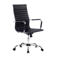 Artiss High Back Office Chair - Black PU Leather, 360° Swivel, Adjustable Height & Tilt, Chrome Base, Built-in Rack