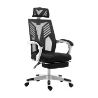 Artiss Mesh Office Chair Recliner, Black and White, High-Back, Adjustable, Breathable, 150° Recline, Ergonomic Design