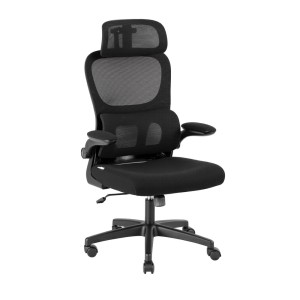 Artiss Ergonomic Office Chair Mesh Black, High-Back, Lumbar Support, Adjustable Headrest, Flip-Up Armrests, 8cm Height