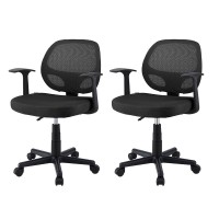 Artiss 2x Mesh Office Chair Black, Ergonomic Mid Back, Adjustable Height, Armrests, 50x48x86-96cm, Home Office