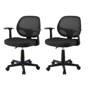 Artiss 2x Mesh Office Chair Black, Ergonomic Mid Back, Adjustable Height, Armrests, 50x48x86-96cm, Home Office