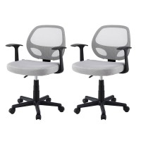 Artiss 2x Mesh Office Chair Grey, Mid Back, Adjustable Height, Lumbar Support, Ergonomic Desk Chair, 50x48x86-96cm