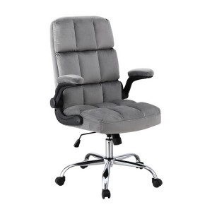 Artiss Office Chair Grey Velvet Mid-Back Ergonomic Desk Chair with Armrests, Height Adjustable, 150kg Capacity