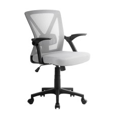 Artiss Mesh Office Chair, Mid Back, Grey, 66x66x86-96cm, Ergonomic, Adjustable Lumbar Support, Flip-Up Armrests