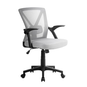 Artiss Mesh Office Chair, Mid Back, Grey, 66x66x86-96cm, Ergonomic, Adjustable Lumbar Support, Flip-Up Armrests