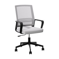 Artiss Mesh Office Chair Grey Mid Back Ergonomic Computer Gaming Desk Chair Height Adjustable with Armrest and Wheels