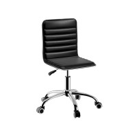 Artiss Black PU Leather Office Chair - Low Back, Adjustable Height, 360° Swivel, Metal Base, Padded Seat, 150kg Capacity