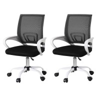 Artiss 2x Mesh Office Chair Mid Back Ergonomic Computer Desk Chairs Height Adjustable Swivel Chrome Base Black