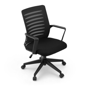 Artiss Ergonomic Mesh Office Chair, Mid-Back Design with Lumbar Support, Height Adjustable Swivel for Home Office, Black