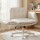 Artiss Ergonomic Criss Cross Chair with Wheels, Adjustable Armrests, PU Leather, 360° Swivel, Beige, 72x72x80-90cm
