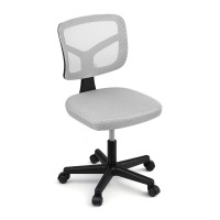 Artiss Ergonomic Grey Office Chair, 360° Swivel, Height Adjustable, Armless Design, Mesh Back, Compact for Small Spaces