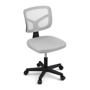 Artiss Ergonomic Grey Office Chair, 360° Swivel, Height Adjustable, Armless Design, Mesh Back, Compact for Small Spaces