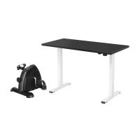 140cm Artiss Electric Standing Desk with Black Desktop and Everfit Mini Pedal Exercise Bike for Home Office Fitness