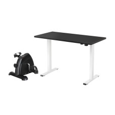140cm Artiss Electric Standing Desk with Black Desktop and Everfit Mini Pedal Exercise Bike for Home Office Fitness