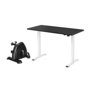 140cm Artiss Electric Standing Desk with Black Desktop and Everfit Mini Pedal Exercise Bike for Home Office Fitness