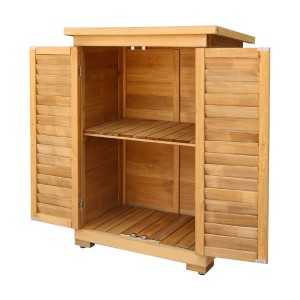 Gardeon Portable Fir Wood Garden Storage Cabinet, 69x43x96cm - Weatherproof with Adjustable Shelf & Asphalt Roof
