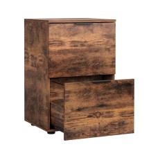 Artiss Rustic Brown 2-Drawer Filing Cabinet, 47x41x72cm, Oak Finish, Smooth Glide, Anti-Rust, E1 Particle Board