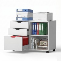 Artiss 3 Drawer Mobile Filing Cabinet Printer Stand A4 Hanging Files White Durable Top 120kg Support