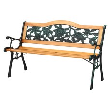 Gardeon 126cm Wooden Cast Iron 3-Seater Garden Bench with Rose Pattern Backrest - Weather-Resistant Patio Furniture Gardeon 126cm Wooden Cast Iron 3-Seater Garden Bench with Rose Pattern Backrest - Weather-Resistant Patio Furniture