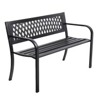 Gardeon 2-Seater Garden Bench - Steel, Black, Vintage Design, Weather-Resistant, 119x52x75.5cm, 220kg Capacity