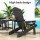 Gardeon 3-Piece Outdoor Adirondack Set Black—HDPE Weatherproof Chairs with Cup Holders & Side Table, 170kg Capacity