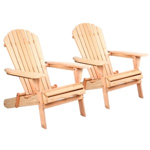 Gardeon Adirondack Outdoor Chairs Set of 2, Foldable Fir Wood Patio Furniture with Wide Armrests, Natural Finish