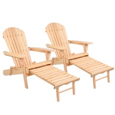 Gardeon 2PC Adirondack Outdoor Chairs & Ottoman Set, Hemlock Wood, Foldable Patio Furniture for Garden, 150kg Capacity