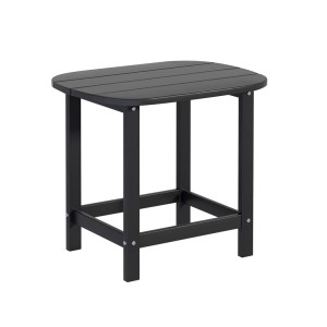 Gardeon Black Outdoor Coffee Side Table - Weatherproof HDPE, 91kg Capacity, 47.5cm Height, Water-Draining Design