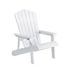 Gardeon White HDPE Adirondack Outdoor Chair 103° Recline, Cup Holder, 170kg Capacity, Weather-Resistant, 80x90x94cm