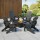 Gardeon Folding Adirondack Chair Black HDPE Outdoor Sun Lounge Patio Beach Seat with 11cm Cup Holder 170kg