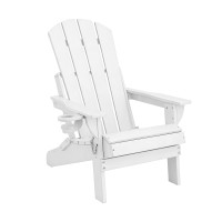 Gardeon Folding Adirondack Chair White HDPE Outdoor Lounge Patio Beach Seat 103° Backrest 170kg Capacity
