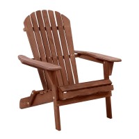 Gardeon Adirondack Wooden Foldable Beach Chair, Brown - Eco-Friendly, High Back, Wide Armrests, Canadian Fir Wood