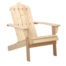 Gardeon Adirondack Wooden Beach Chair, Fir Wood, Eco-Friendly, UV-Resistant, 150kg Capacity, 52x82x86cm, Patio Furniture