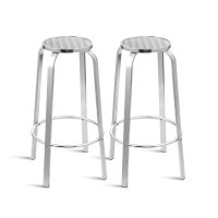 Gardeon 2-Piece Aluminium Bar Stools - 82cm Tall, Rust & UV-Resistant, Indoor/Outdoor Use, Anti-Slip, 150kg Capacity