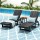 Gardeon 3-Piece Black HDPE Sun Lounge Set: Adjustable Reclining Loungers & Table with Wheels for Outdoor Relaxation