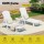 Gardeon 3-Piece White Patio Set: HDPE Adjustable Sun Loungers & Table with Wheels, Weatherproof, Easy Assembly