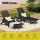 Gardeon HDPE Sun Lounge Set: 4-Position Adjustable Chaise Loungers & Table with Wheels, Weather-Resistant, Black