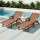 Gardeon 3‑Piece Sun Lounge Set HDPE Wood Grain 4‑Position Adjustable Chaise with Wheels and Table 202cm
