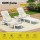 Gardeon 3-Piece Sun Lounge Set: White HDPE Outdoor Chaise Lounges & Table with Wheels, 4-Position Recline, Weatherproof