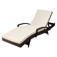 Gardeon Sun Lounge Wicker Lounger - Adjustable Outdoor Beach Chair, Brown, Durable Aluminium Frame with Cushion, 190cm