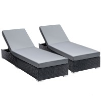 Gardeon 2PC Adjustable Wicker Sun Lounge Set - Outdoor Rattan Day Bed with Cushions, UV-Resistant, 185cm x 60cm x 28