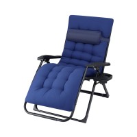 Gardeon XL Blue Folding Sun Lounger Chair - Steel Frame, Textilene Fabric, 170° Recline, Indoor/Outdoor with Cup Holder