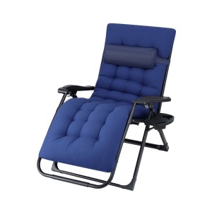Gardeon XL Blue Folding Sun Lounger Chair - Steel Frame, Textilene Fabric, 170° Recline, Indoor/Outdoor with Cup Holder