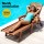 Gardeon 4-Position Sun Lounge Chaise Lounger HDPE Wood-Grain Patio Beach Chair with Wheels Brown 150kg