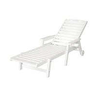 Gardeon White HDPE Sun Lounge Chair: Versatile 4-Position Recliner with Wheels, Cup Holder for Outdoor Relaxation